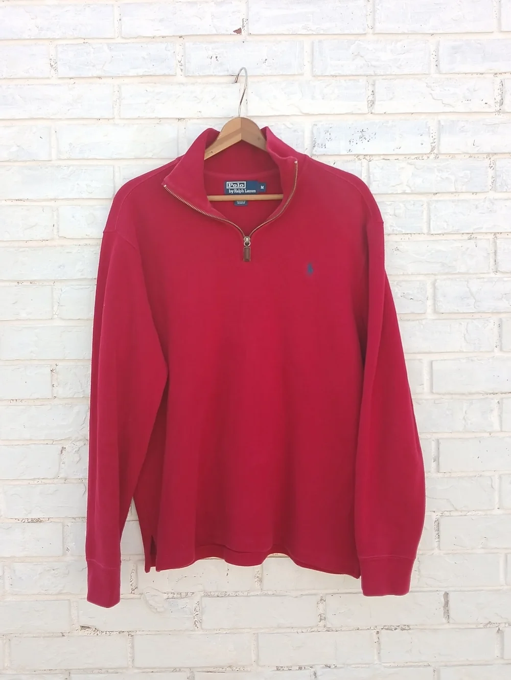 Vintage Polo Ralph Lauren Estate Rib Quarter Zip Red Medium